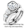 Cubic Zirconia Engagement Ring- The Astrid (Customizable Bezel-set Asscher Cut Design with Quad Horizontal Band Sleeves of Baguette Accents)