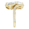 Cubic Zirconia Engagement Ring- The Anushka (Customizable Double Emerald Cut 2-Stone Style Enhanced with Accented Artisan Bypass Band)