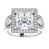 Cubic Zirconia Engagement Ring- The Carina Mixe (Customizable 3x Halo-Enhanced 3-stone Style with Princess/Square Cut Center and Round Cut Accents)