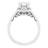 Cubic Zirconia Engagement Ring- The Honesty (Customizable Cathedral-Halo Asscher Cut Style featuring Sculptural Trellis)