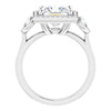 Cubic Zirconia Engagement Ring- The Carina Mixe (Customizable 3x Halo-Enhanced 3-stone Style with Princess/Square Cut Center and Round Cut Accents)