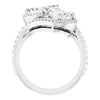 Cubic Zirconia Engagement Ring- The Anushka (Customizable Double Emerald Cut 2-Stone Style Enhanced with Accented Artisan Bypass Band)