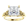 Cubic Zirconia Engagement Ring- The Lark (Customizable 7-stone Princess/Square Cut Design with Vertical Round-Channel Accents)