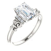 Cubic Zirconia Engagement Ring- The Lark (Customizable 7-stone Emerald Cut Design with Vertical Round-Channel Accents)