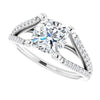 Cubic Zirconia Engagement Ring- The Addison (Customizable Cathedral-raised Cushion Cut Center with Exquisite Accented Split-band)
