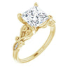Cubic Zirconia Engagement Ring- The Annika (Customizable 7-stone Design with Princess/Square Cut Center Plus Sculptural Band and Filigree)
