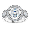 Cubic Zirconia Engagement Ring- The Carina Mixe (Customizable 3x Halo-Enhanced 3-stone Style with Round Cut Center and Round Cut Accents)