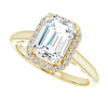 Cubic Zirconia Engagement Ring- The Honesty (Customizable Cathedral-Halo Radiant Cut Style featuring Sculptural Trellis)