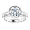 Cubic Zirconia Engagement Ring- The Astrid (Customizable Bezel-set Round Cut Design with Quad Horizontal Band Sleeves of Baguette Accents)