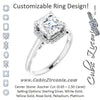 Cubic Zirconia Engagement Ring- The Honesty (Customizable Cathedral-Halo Asscher Cut Style featuring Sculptural Trellis)