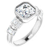 Cubic Zirconia Engagement Ring- The Astrid (Customizable Bezel-set Asscher Cut Design with Quad Horizontal Band Sleeves of Baguette Accents)