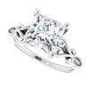 Cubic Zirconia Engagement Ring- The Annika (Customizable 7-stone Design with Princess/Square Cut Center Plus Sculptural Band and Filigree)