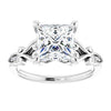 Cubic Zirconia Engagement Ring- The Annika (Customizable 7-stone Design with Princess/Square Cut Center Plus Sculptural Band and Filigree)