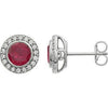 **Cubic Zirconia Earrings- Customizable Center Stone Halo-Style Earring Set