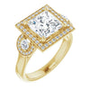 Cubic Zirconia Engagement Ring- The Carina Mixe (Customizable 3x Halo-Enhanced 3-stone Style with Princess/Square Cut Center and Round Cut Accents)