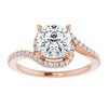 Cubic Zirconia Engagement Ring- The Essence (Customizable Artisan Cushion Cut Design with Thin, Accented Bypass Band)