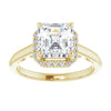 Cubic Zirconia Engagement Ring- The Honesty (Customizable Cathedral-Halo Asscher Cut Style featuring Sculptural Trellis)