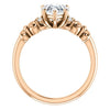Cubic Zirconia Engagement Ring- The Lark (Customizable 7-stone Pear Cut Design with Vertical Round-Channel Accents)