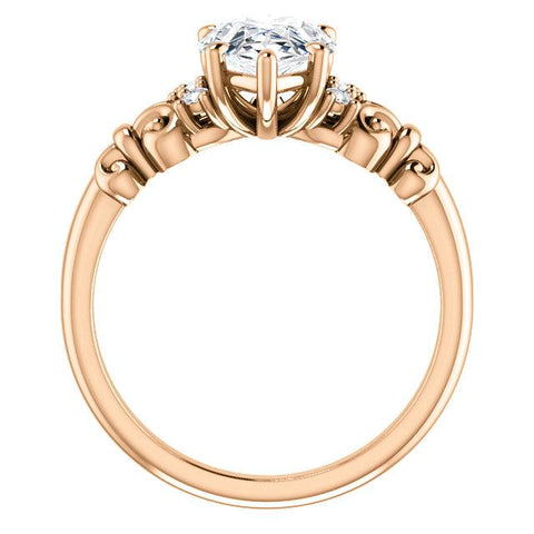 10K Rose Gold Customizable 7-stone Pear Cut Design with Vertical Round-Channel Accents