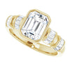 Cubic Zirconia Engagement Ring- The Astrid (Customizable Bezel-set Emerald Cut Design with Quad Horizontal Band Sleeves of Baguette Accents)