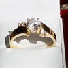 Cubic Zirconia Engagement Ring-*Clearance* The Inez 1.0 Carat Round Cut 5-stone Artisan Bypass in 10K Yellow Gold