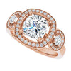 Cubic Zirconia Engagement Ring- The Carina Mixe (Customizable 3x Halo-Enhanced 3-stone Style with Cushion Cut Center and Round Cut Accents)
