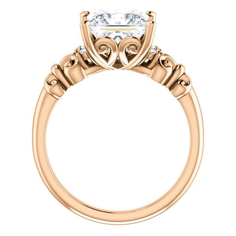 10K Rose Gold Customizable 7-stone Princess/Square Cut Design with Vertical Round-Channel Accents