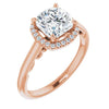 Cubic Zirconia Engagement Ring- The Honesty (Customizable Cathedral-Halo Cushion Cut Style featuring Sculptural Trellis)