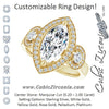 Cubic Zirconia Engagement Ring- The Carina Mixe (Customizable 3x Halo-Enhanced 3-stone Style with Marquise Cut Center and Round Cut Accents)