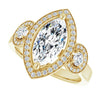 Cubic Zirconia Engagement Ring- The Carina Mixe (Customizable 3x Halo-Enhanced 3-stone Style with Marquise Cut Center and Round Cut Accents)