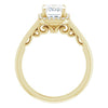 Cubic Zirconia Engagement Ring- The Honesty (Customizable Cathedral-Halo Radiant Cut Style featuring Sculptural Trellis)