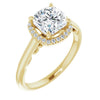 Cubic Zirconia Engagement Ring- The Honesty (Customizable Cathedral-Halo Cushion Cut Style featuring Sculptural Trellis)