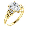 Cubic Zirconia Engagement Ring- The Lark (Customizable 7-stone Pear Cut Design with Vertical Round-Channel Accents)