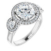 Cubic Zirconia Engagement Ring- The Carina Mixe (Customizable 3x Halo-Enhanced 3-stone Style with Round Cut Center and Round Cut Accents)