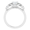 Cubic Zirconia Engagement Ring- The Carina Mixe (Customizable 3x Halo-Enhanced 3-stone Style with Oval Cut Center and Round Cut Accents)