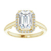 Cubic Zirconia Engagement Ring- The Honesty (Customizable Cathedral-Halo Emerald Cut Style featuring Sculptural Trellis)