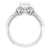 Cubic Zirconia Engagement Ring- The Ashton (Customizable Vintage Emerald Cut Design with Beaded Milgrain and Starburst Semi-Halo)