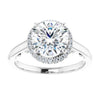 Cubic Zirconia Engagement Ring- The Honesty (Customizable Cathedral-Halo Round Cut Style featuring Sculptural Trellis)