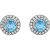 **Cubic Zirconia Earrings- Customizable Center Stone Halo-Style Earring Set