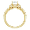 Cubic Zirconia Engagement Ring- The Ashton (Customizable Vintage Emerald Cut Design with Beaded Milgrain and Starburst Semi-Halo)