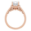 Cubic Zirconia Engagement Ring- The Honesty (Customizable Cathedral-Halo Asscher Cut Style featuring Sculptural Trellis)