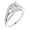 Cubic Zirconia Engagement Ring- The Addison (Customizable Cathedral-raised Cushion Cut Center with Exquisite Accented Split-band)