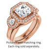 Cubic Zirconia Engagement Ring- The Carina Mixe (Customizable 3x Halo-Enhanced 3-stone Style with Asscher Cut Center and Round Cut Accents)