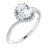 Cubic Zirconia Engagement Ring- The Essence (Customizable Artisan Oval Cut Design with Thin, Accented Bypass Band)