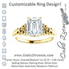 Cubic Zirconia Engagement Ring- The Lark (Customizable 7-stone Radiant Cut Design with Vertical Round-Channel Accents)
