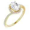 Cubic Zirconia Engagement Ring- The Essence (Customizable Artisan Oval Cut Design with Thin, Accented Bypass Band)