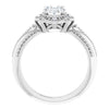 Cubic Zirconia Engagement Ring- The Ashton (Customizable Vintage Oval Cut Design with Beaded Milgrain and Starburst Semi-Halo)