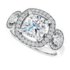 Cubic Zirconia Engagement Ring- The Carina Mixe (Customizable 3x Halo-Enhanced 3-stone Style with Cushion Cut Center and Round Cut Accents)
