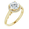 10K Yellow Gold Customizable Cathedral-Halo Round Cut Style featuring Sculptural Trellis