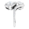 Cubic Zirconia Engagement Ring- The Anushka (Customizable Double Cushion Cut 2-Stone Style Enhanced with Accented Artisan Bypass Band)